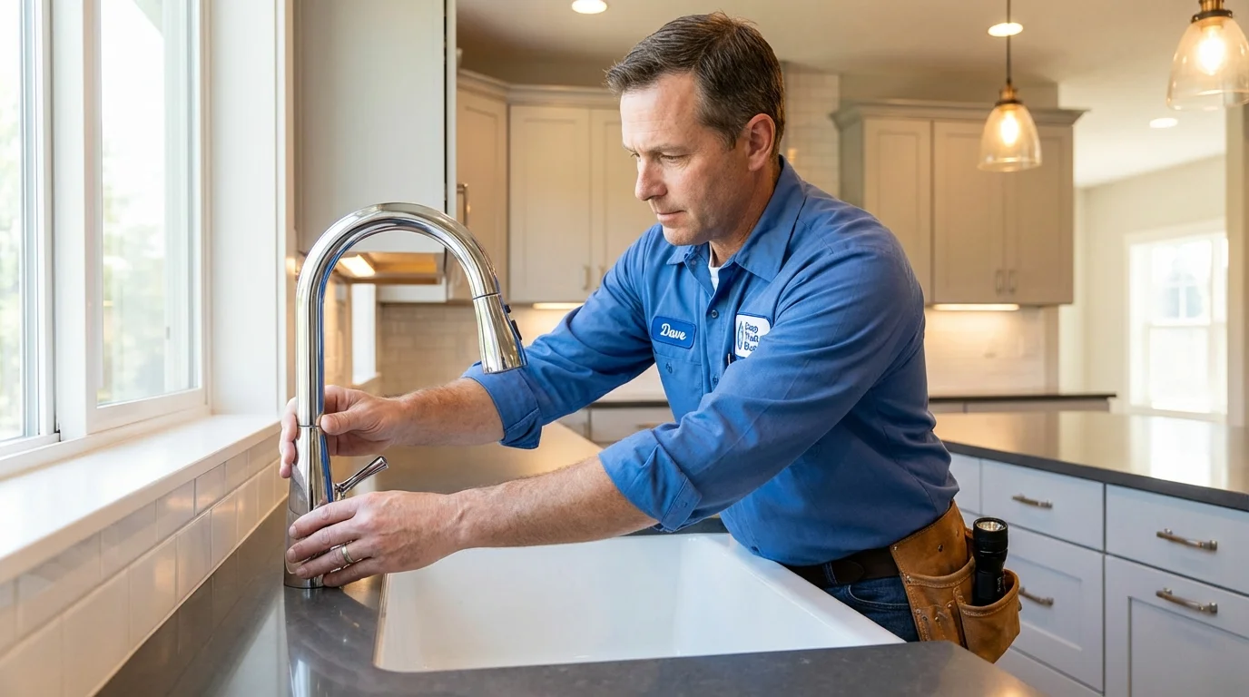 Kitchen faucet installation by Johns Plumbing LLC in Acushnet